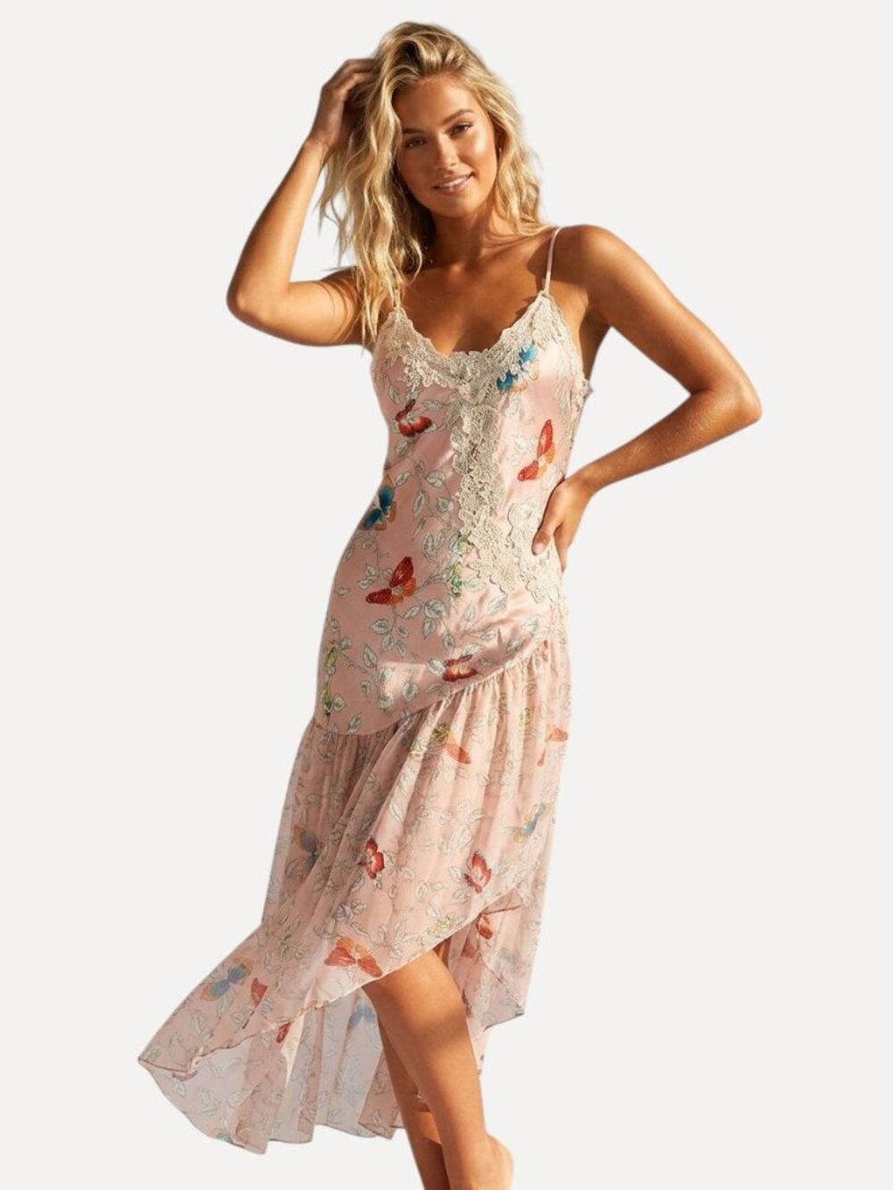 Victoria's Secret 80’s Vintage Butterfly Maxi Slip Dress Size Small 8573 - Picture 2 of 12